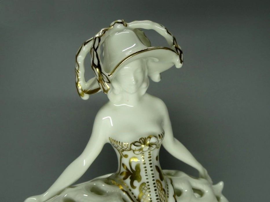 Antique Rare Lace Lady Dress Porcelain Figure Hutschenreuther Germany Art Decor #Ru97