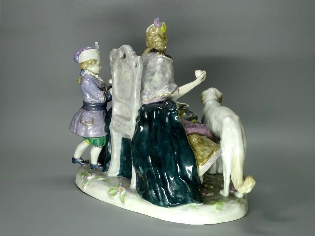 Antique Lady In Tea Party Porcelain Figure Karl Ens Original Art Sculpture Decor #Ru201