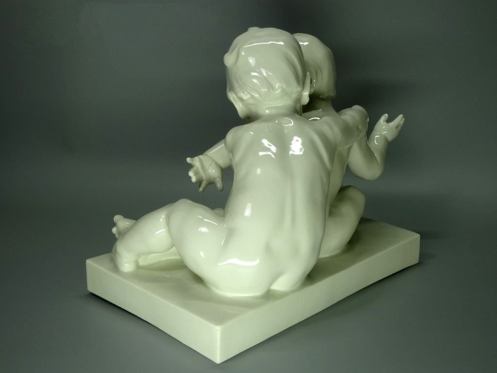 Antique Twins Porcelain Figurine Original Schwarzburger Germany 20th Art Sculpture Dec #Ru980