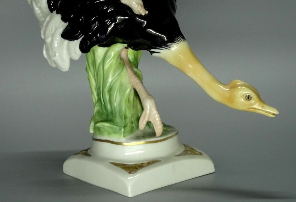 Antique Putti & Ostrich Original Kister Alsbach Porcelain Figurine Art Sculpture #Ru445