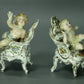 Antique Merry Cupids Original Volkstedt Porcelain Figurine 19th Sculpture Decor #Ru464