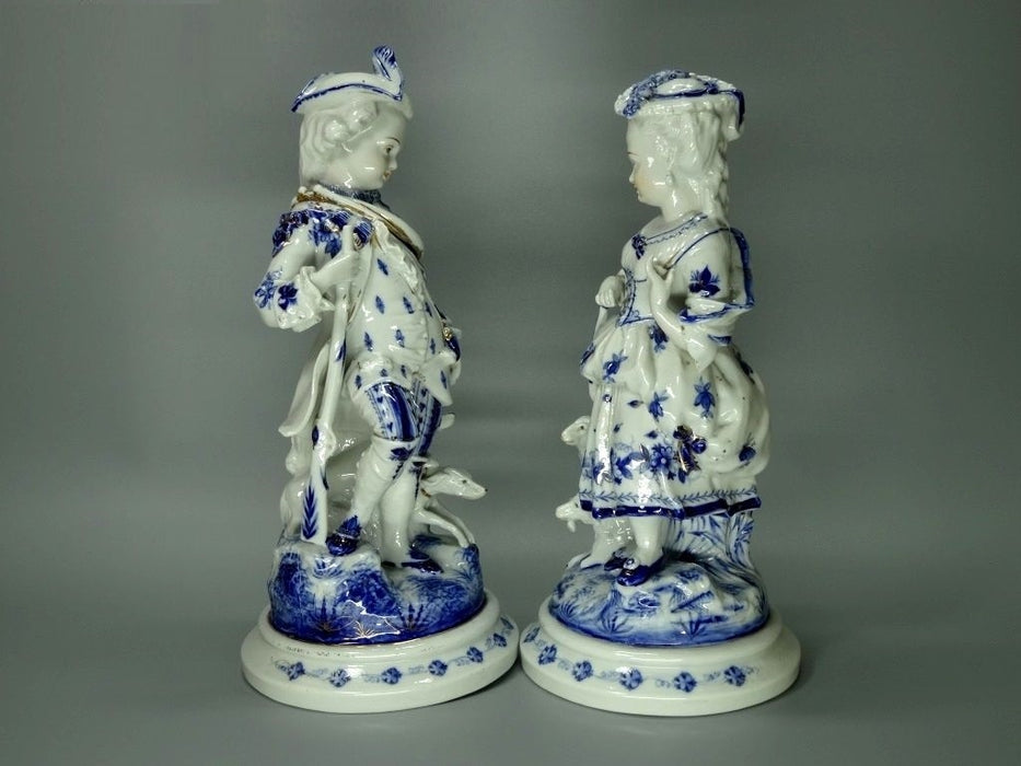 Antique Hunter & Shepherdess Porcelain Figurine Pesnekk Original Art Sculpture #Ru202