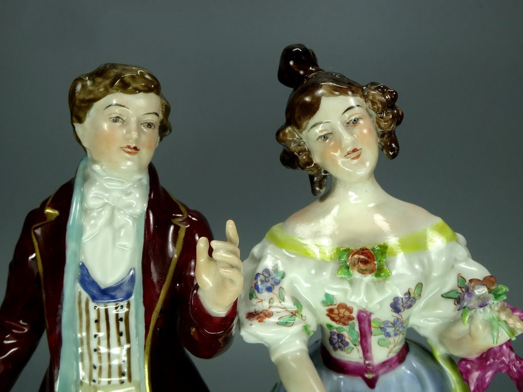 Antique Romance Walk Porcelain Figurine Original Ernst Bohne & Söhne Art Sculpture #Ru692