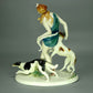 Antique Lady & Hunters Porcelain Figurine Original Volkstedt Art Sculpture Decor #Ru861
