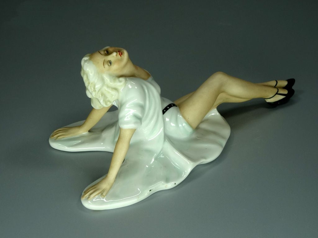 Antique Ballerina Lady Porcelain Figurine Original Schaubach Kunst Germany 20th Art Sculpture Dec #Ru970
