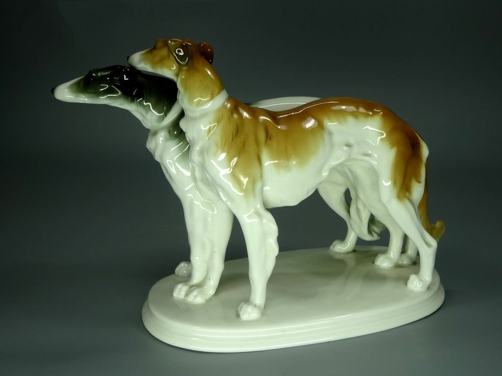 Antique Pair Of Greyhounds Porcelain Figurine Original KARL ENS 20h Art Sculpture Dec #Ru923