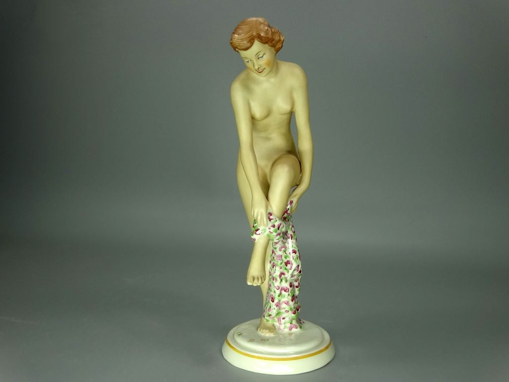 Vintage Bather Nude Porcelain Figurine Original Royal Dux 20th Art Sculpture Dec #Ru907