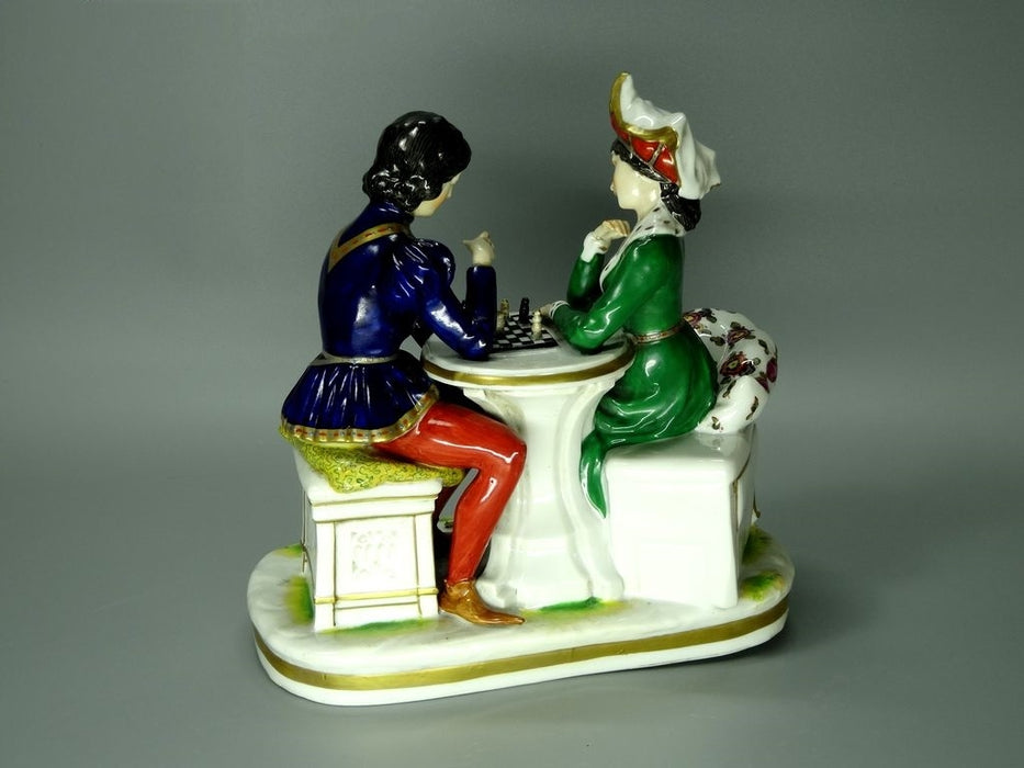Antique Chess Game Porcelain Figurine Original Ernst Bohne & Sohne Art Sculpture #Ru387