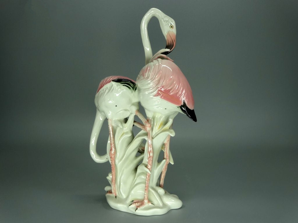 Vintage Pair Of Flamingos Porcelain Figurine Original KARL ENS Art Sculpture Decor #Ru781