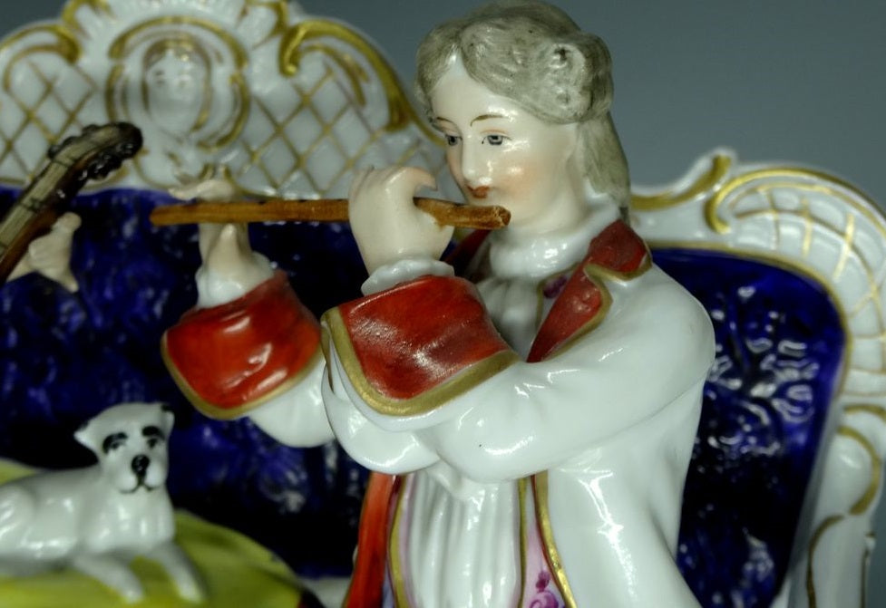 Antique Musical Duet Porcelain Figurine Muller & Co Germany Art Decor Statue #Ru19