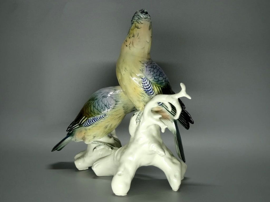 Antique Large Pair Of Jays Porcelain Figurine Original KARL ENS Germany 20th Art Sculpture Dec #Ru979