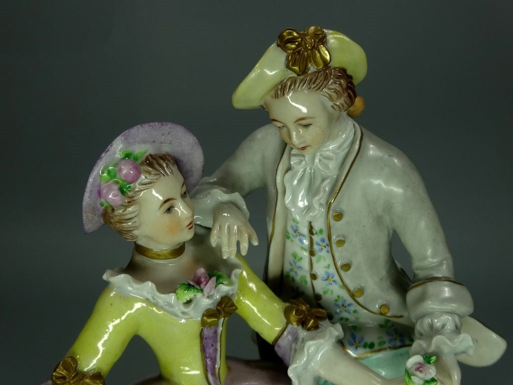 Vintage Romantic Love & Dog Original Sitzendorf Porcelain Figurine Statue Decor #Ru588