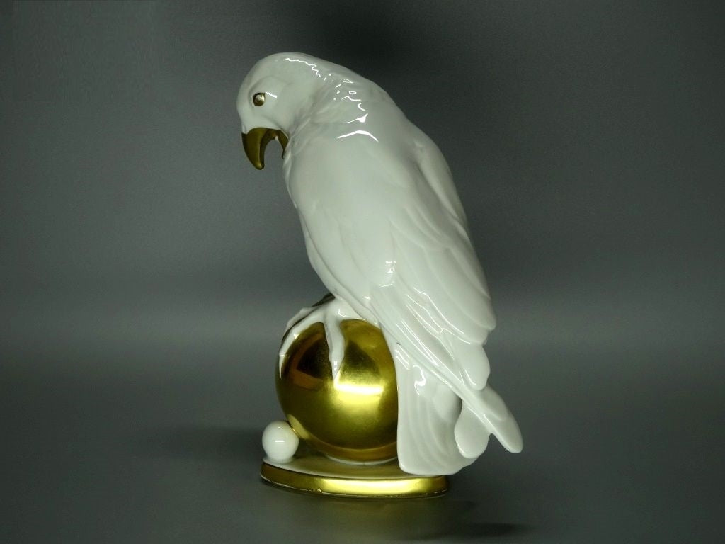 Antique White Cockatoo Bird Original Hutschenreuther Porcelain Figure Sculpture #Ru438