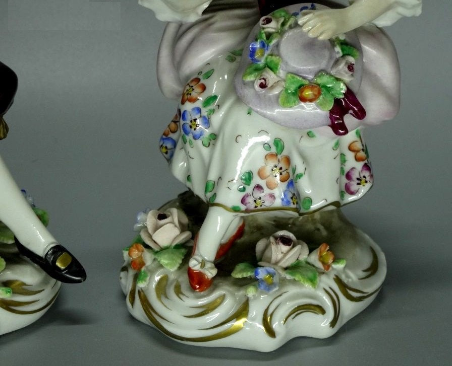 Antique Boy Girl Flower Porcelain Figurine Sitzendorf Romantic Home Decor #Ru65