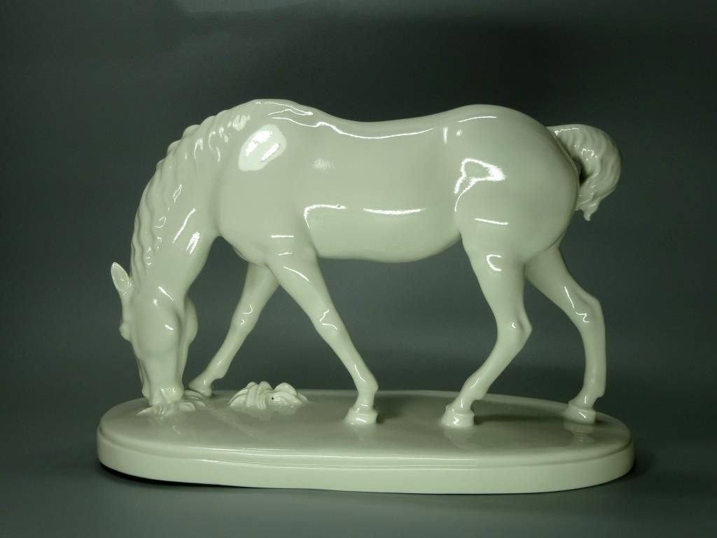 Antique White Horse Original Schwarzburger 20th Porcelain Figurine Art Sculpture #Ru273
