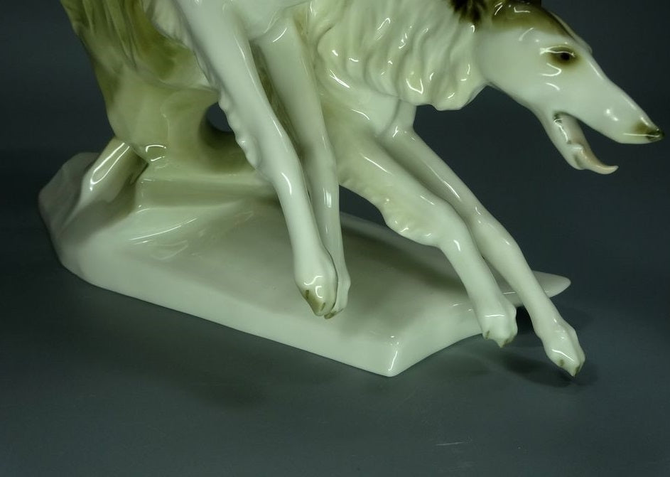 Antique Running Greyhounds Dogs Original Porcelain Figurine Art Sculpture Decor #Ru539