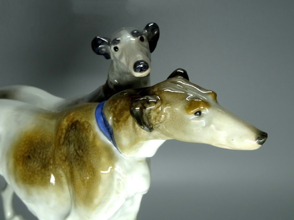 Antique Borzoi Wolfhound Dogs Original Karl Ens Porcelain Figurine Art Sculpture #Ru399