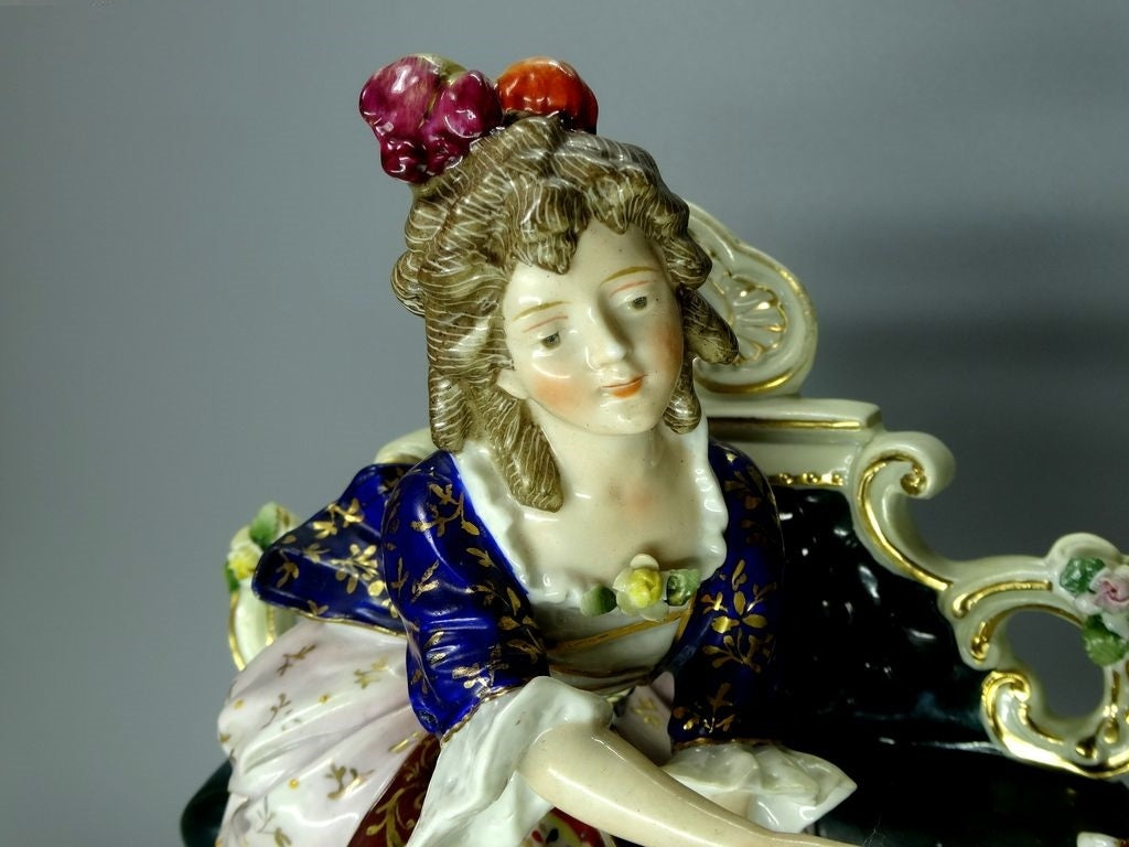 Antique Mother Daughter Porcelain Figure Original 19th Sitzendorf Art Sculpture #Ru363