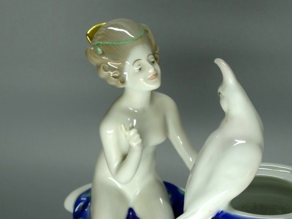 Antique Nude lady & Parrot Porcelain Rosenthal Germany Figurine Sculpture Decor #Ru129