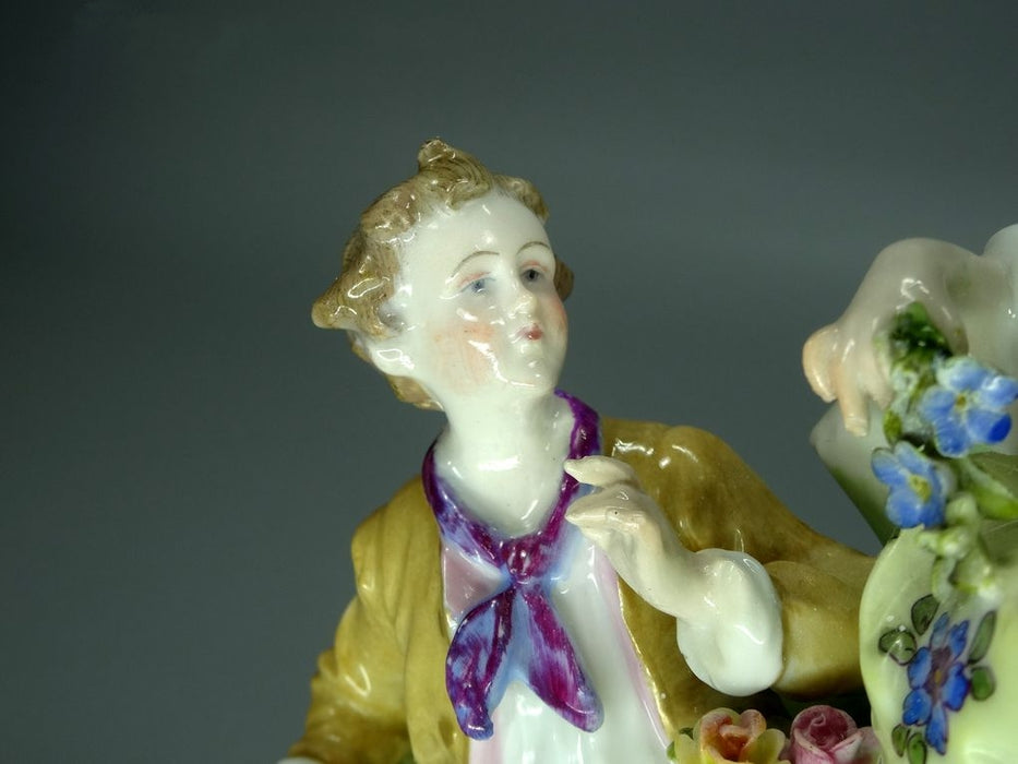 Antique Romance Summer Porcelain Figurine Original Volkstedt Art Sculpture #Ru698