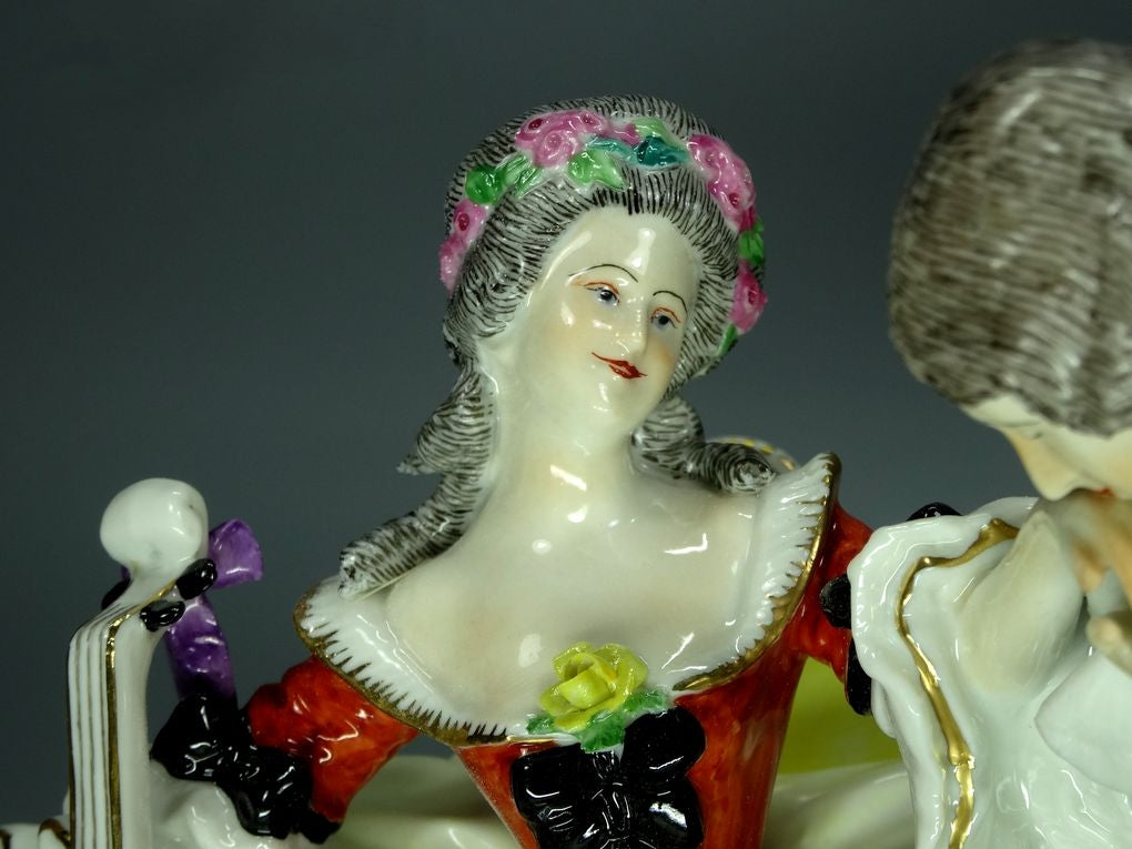 Antique Fan Kiss Porcelain Figurine Original Kister Alsbach Art Sculpture Decor #Ru721