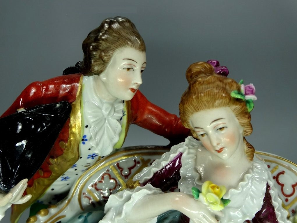 Vintage Love In The Ear Porcelain Figurine Original Sitzendorf Art Statue Decor #Ru640