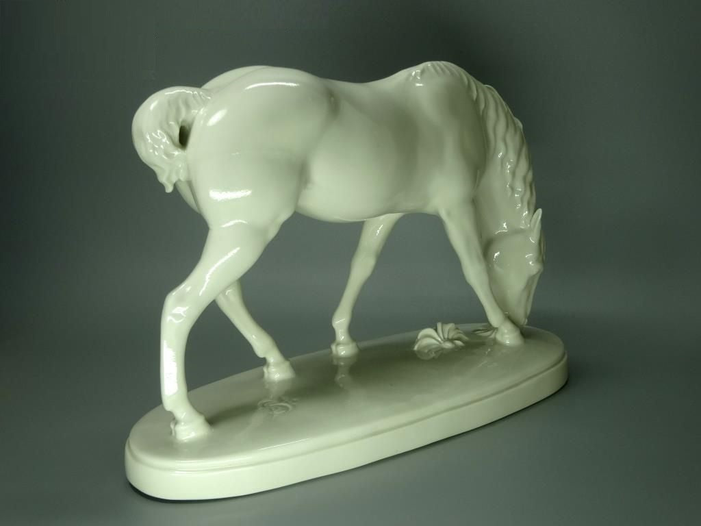 Antique White Horse Original Schwarzburger 20th Porcelain Figurine Art Sculpture #Ru273