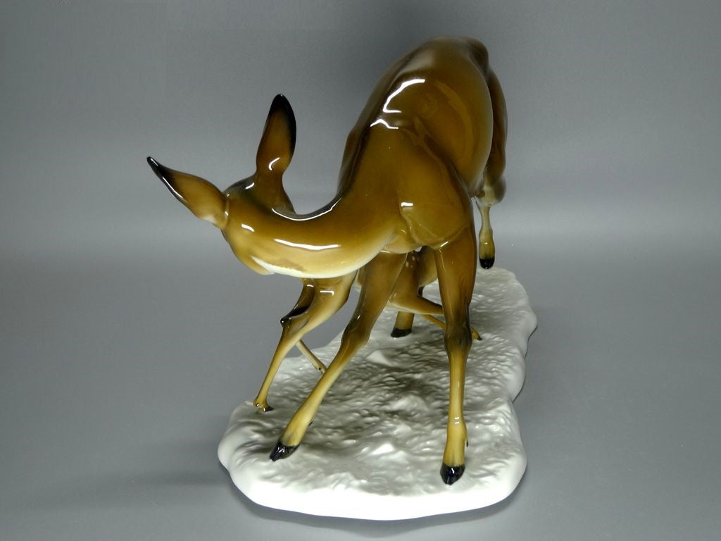 Vintage Deer Mother Care Porcelain Figure Rosenthal Original Art Sculpture Decor #Ru167