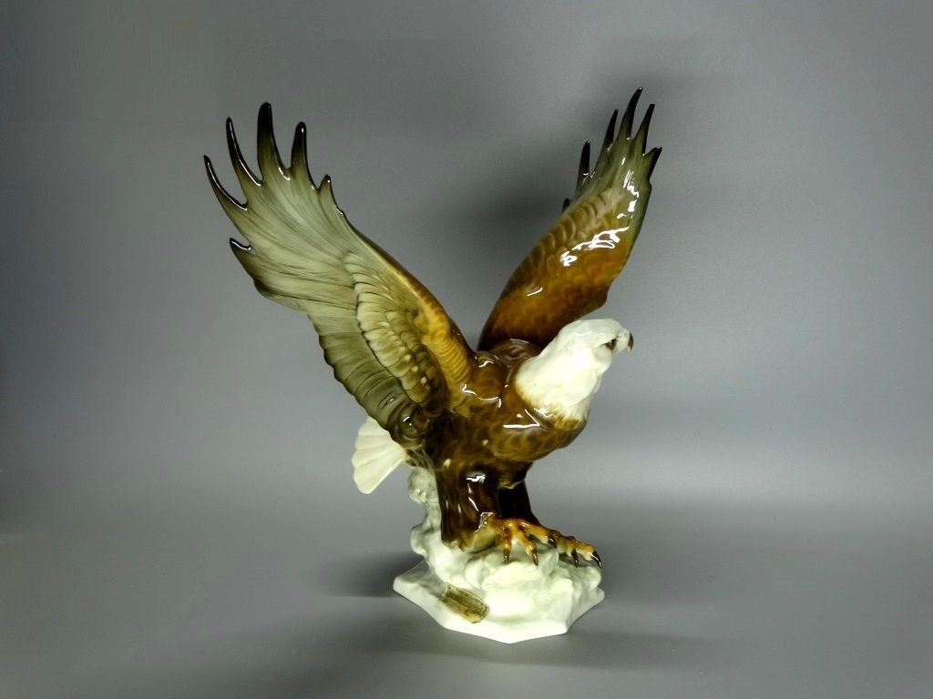 Vintage Porcelain Bald Eagle Bird Figurine Hutschenreuther Germany 1965 Decor #Ru47