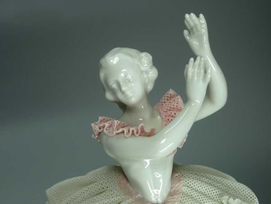 Vintage Porcelain Ballerina Dancing Lady Figurine Volkstedt Germany Art Decor #Ee