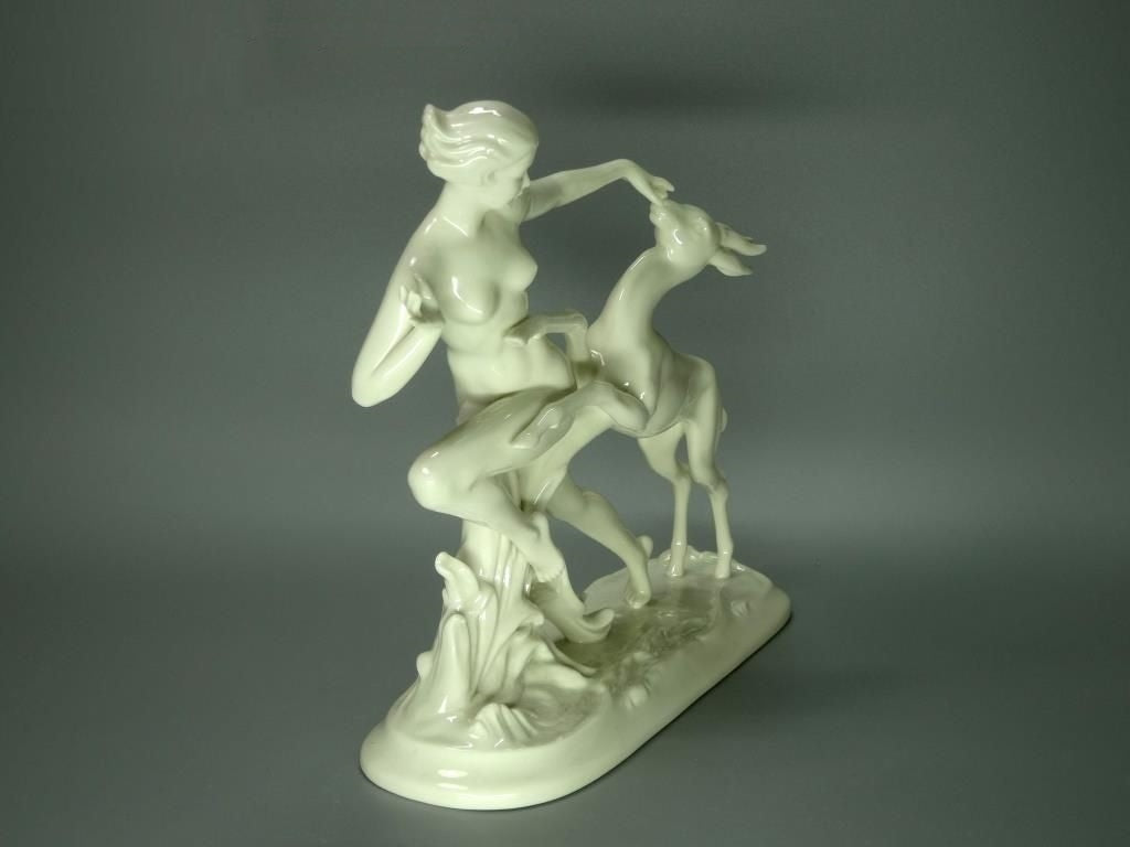 Vintage Freedom Lady Deer Porcelain Figurine Schaubach Kunst Germany Art Decor #Ru29
