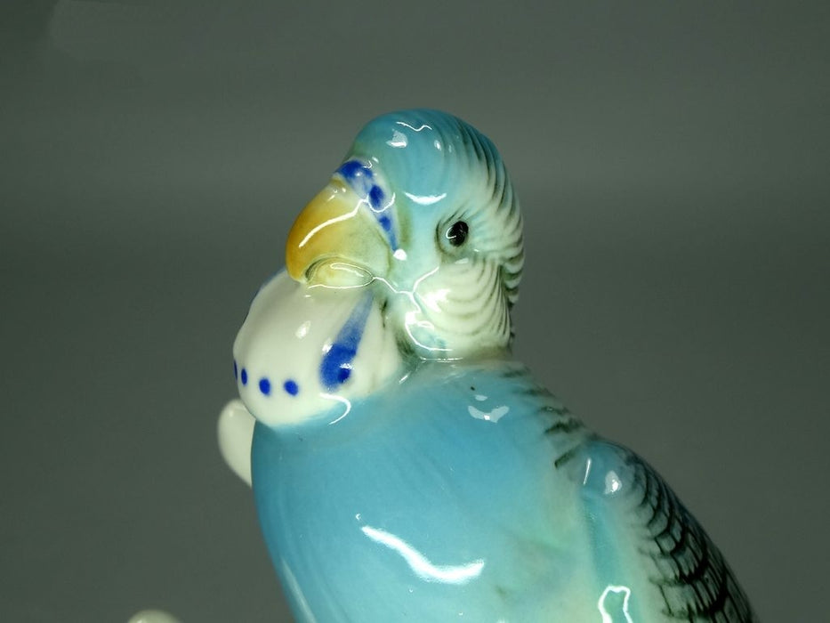 Vintage Blue Budgerigar Bird Porcelain Figurine Original KARL ENS Art Sculpture Decor #Ru843