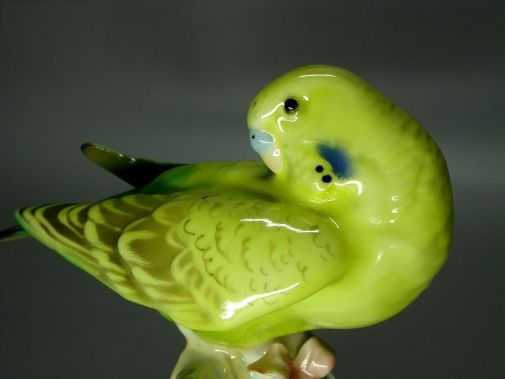 Vintage Porcelain yellow Parrot Bird Figurine Hutschenreuther Germany Sculpture #Ru121