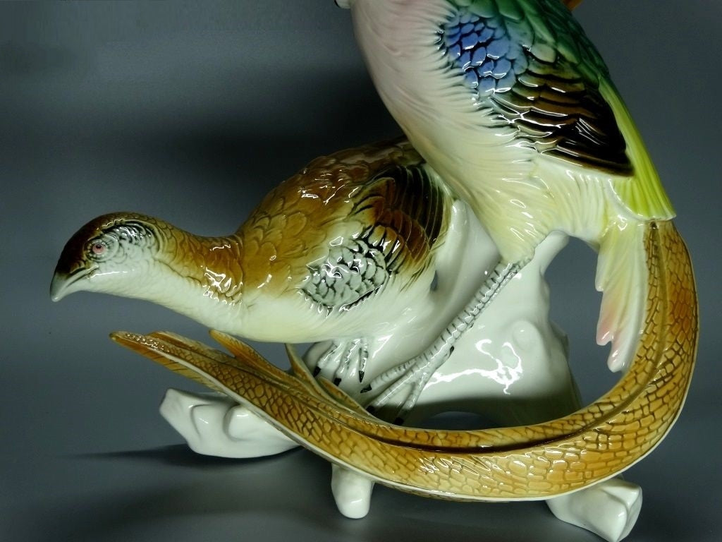 Antique 2 Pheasants Birds Porcelain Figure Original Karl Ens Art Sculpture Decor #Ru235