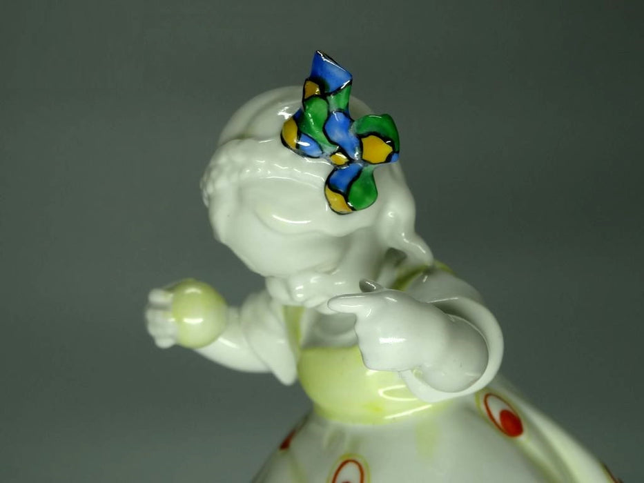 Antique Cute Girl & Cat Porcelain Figurine Original Katzhutte Art Sculpture Decor #Ru687