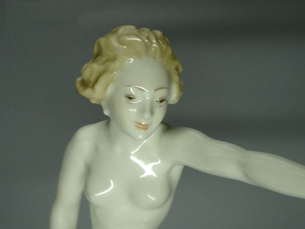 Antique Nude Girl Play Balls Porcelain Hutschenreuther Figurine Sculpture Decor #Ru128