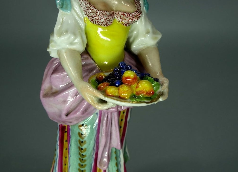 Antique Children With Grapes Original Volkstedt Porcelain Figurine Statue Decor #Ru595