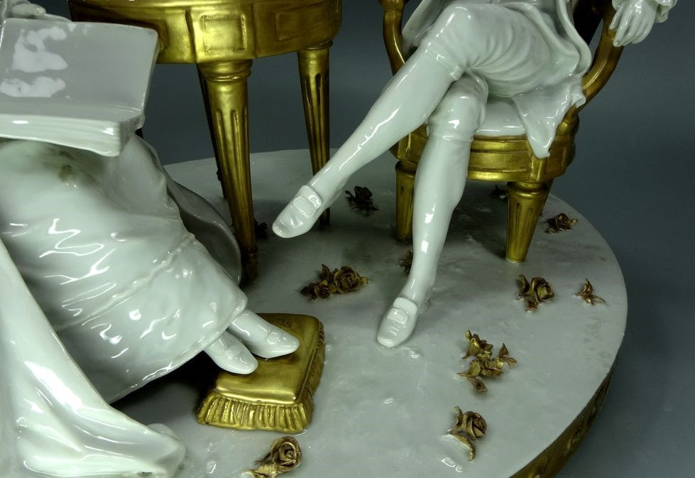 Antique Love Marriage Contract Original Volkstedt Porcelain Figurine Art Statue #Ru558