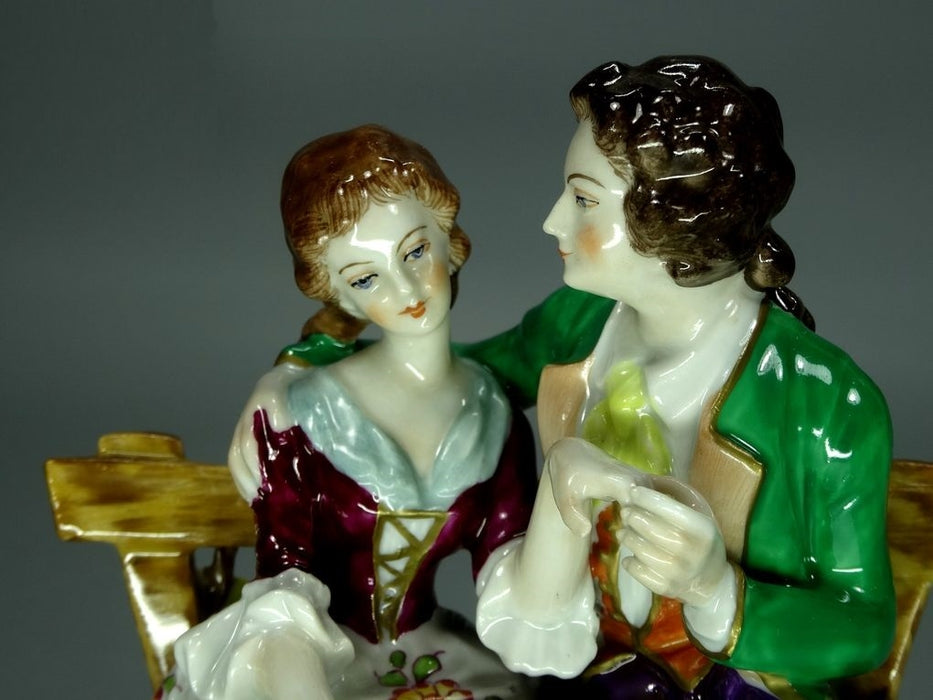 Vintage Love On The Bench Porcelain Figurine Original Volkstedt Art Decor #Ru658