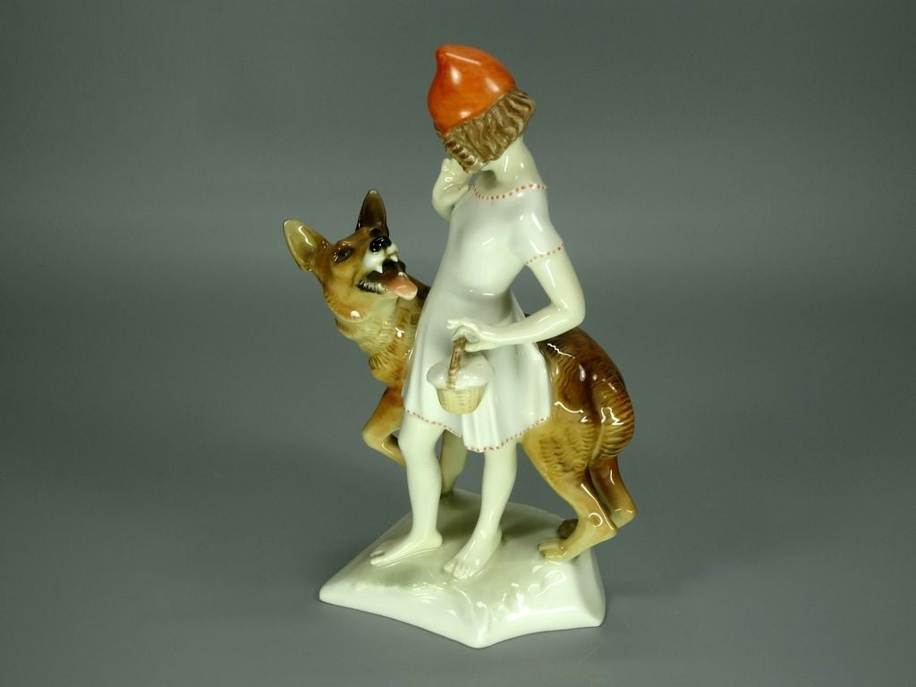 Vintage Leila And Wolf Original Hutschenreuther Porcelain Figurine Art Sculpture #Ru419