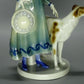 Antique Dog & Lady Walk Original Wilhelms Feld Porcelain Figure Art Statue Decor #Ru482