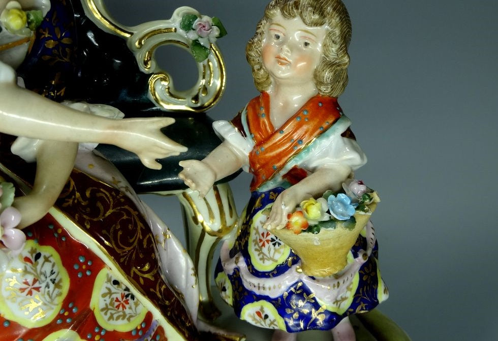 Antique Mother Daughter Porcelain Figure Original 19th Sitzendorf Art Sculpture #Ru363