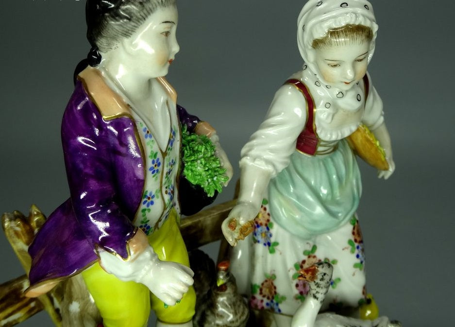 Antique Bird Yard Original Volkstedt 19th Porcelain Figure Statue Art Decor Gift #Ru593