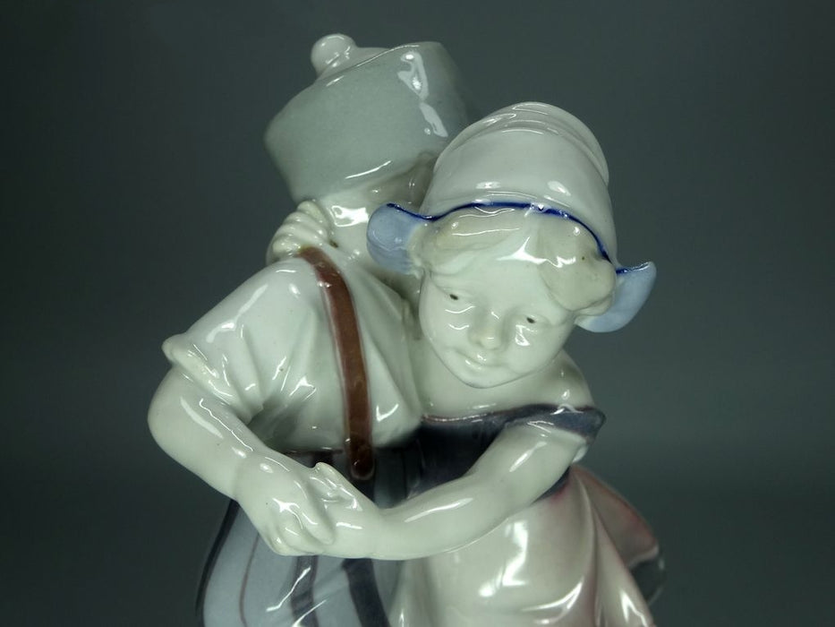 Antique Dancing Children Porcelain Figurine Original Metzler Ortloff Art Sculpture #Ru695
