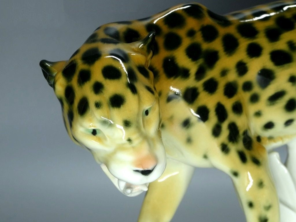Antique Leopard Animal Porcelain Figurine Karl Ens Germany Art Decor Statue #P16