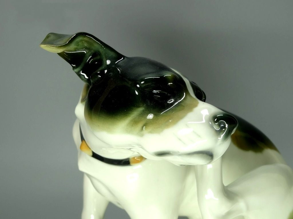 Antique Resting Dog Porcelain Figurine Original Schwarzburger Germany 20th Art Sculpture Dec #Ru988
