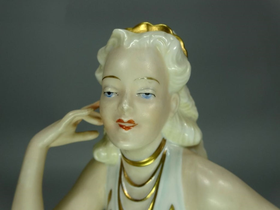 Vintage Beach Lady Porcelain Figure Original Unterweissbach Art Sculpture Decor #Ru348