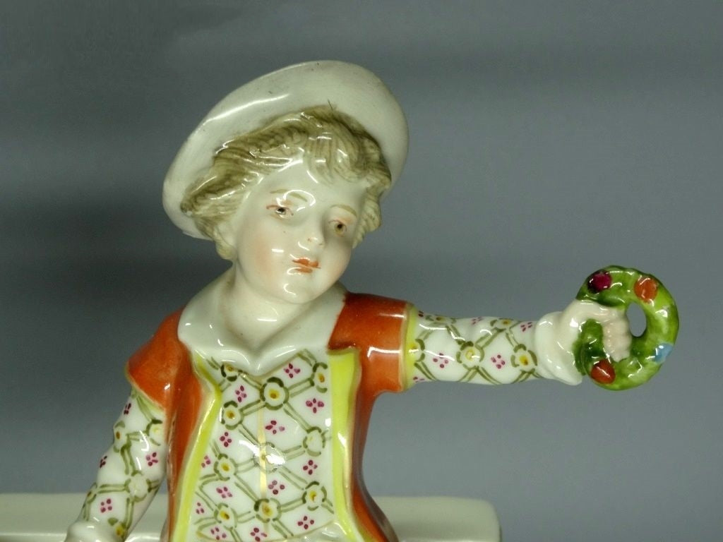 Antique Summer Day Couple Porcelain Figurine Behschezer Germany Sculpture Decor #Ru112