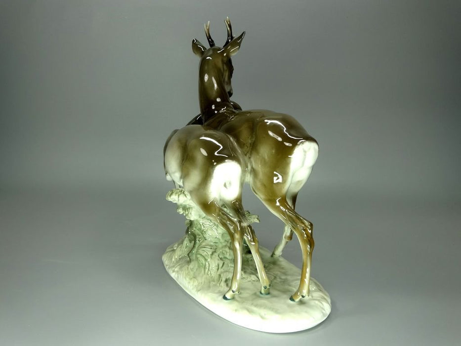 Antique Pair Of Deer Porcelain Figurine Original Rosenthal 20th Art Sculpture Dec #Ru883