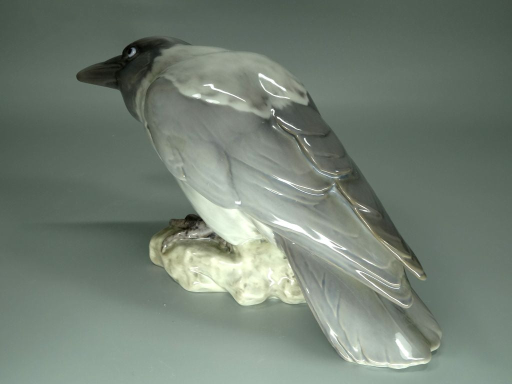 Vintage Crow Bird Porcelain Figurine Original B&G Copenhagen Art Sculpture Decor #Ru780